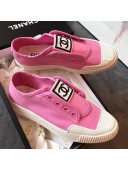 Chanel CC Label Fabric Sneakers Pink 2019