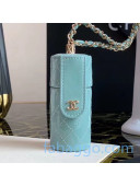 Chanel Quilted Patent Calfskin Lipstick Case Clutc with Chain AP1572 Blue 2020