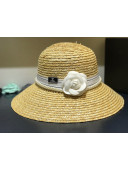 Chanel Straw Wide Brim Hat White C43 2021
