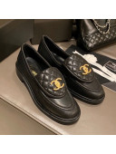 Chanel Leather Loafers with CC Foldover Balck 2020