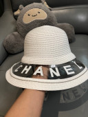 Chanel Straw Bucket Hat White C45 2021