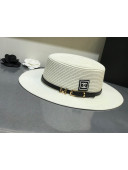 Chanel Straw Wide Brim Hat White C46 2021