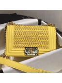 Chanel Cotton Cord Woven Boy Flap Bag A67085 Yellow 2019