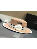 Chanel Straw Wide Brim Hat Pink C52 2021