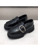 Gucci Dionysus Shiny Leather Platform Loafers Black 2020
