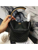 Chanel Chevron Lambskin Handle with Chic Bucket Bag A57861 Black 2018