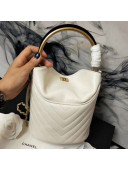 Chanel Chevron Lambskin Handle with Chic Bucket Bag A57861 White 2018