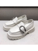 Gucci Dionysus Shiny Leather Platform Loafers White 2020