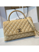 Chanel Quilted Grained Calfskin Large Flap Bag with Top Handle A92991 Apricot/Gold 2021