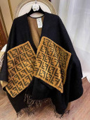 Fendi Wool Cashmere Cape with FF Pocket Black/Yellow 03 2020