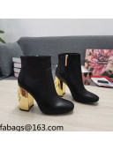 Dolce & Gabbana DG Lambskin Ankle Short Boots 10.5cm Black/Gold 2021 111333