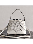 Prada Leather Tress Shoulder Bag 1BA290 White 2020