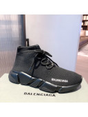 Balenciaga Speed Knit Sock Lace-up Boot Sneaker Black 2021 02 ( For Women and Men)