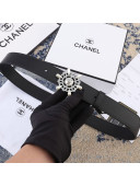 Chanel Reversible Calfskin Belt 30mm with Crystal Rudder Buckle Black 2019