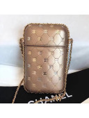 Chanel CC Phone Holder Bag in Calfskin Gold 2018