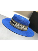 Dior Straw Wide Brim Hat Royal Blue D10 2021