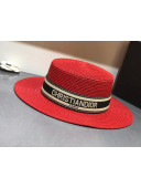 Dior Straw Wide Brim Hat Red D15 2021