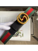 Gucci Web Fabric Belt 38mm with Vintage Interlocking G Buckle Red/Green/Gold 2020