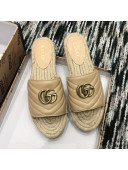 Gucci Leather Espadrille Slide Sandal 573028 Beige 2019
