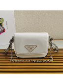 Prada Nylon and Leather Identity Shoulder Bag 1BD263 White 2020