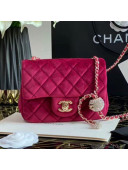 Chanel Quilted Velvet Mini Flap Bag with Crystal Ball AS1786 Fuchsia Pink 2020