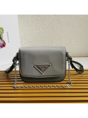 Prada Nylon and Leather Identity Shoulder Bag 1BD263 Grey 2020