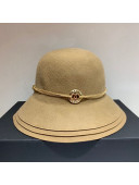 Chanel Wool Bucket Hat with CC Chain Charm Camel Brown 2020