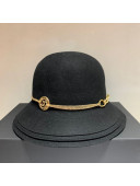 Chanel Wool Bucket Hat with CC Chain Charm Black 2020