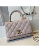 Chanel Quilted Grained Calfskin Mini Flap Bag with Top Handle AS2215 Nude Pink/Gold 2021