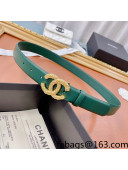 Chanel Smooth Calfskin Belt 3cm with Metal CC Buckle Green 2021