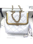 Chanel Crinkled Calfskin Small Kiss-Lock Bag AS1885 White 2020