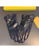 Fendi Lambskin Cashmere Gloves with Chain Charm Black 03 2020