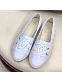 Chanel Quilted Leather CC Classic Espadrilles White/Gold 2019