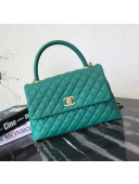 Chanel Caviar Calfskin Flap Bag With Handle 28cm Green 2017