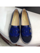 Chanel Leather & Fabric Embroidered CC Classic Espadrilles Blue 2019