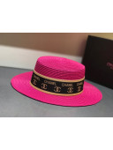 Chanel Straw Wide Brim Hat Pink C68 2021