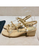 Chanel Lambskin Pearl Sandals G37272 Apricot 2021