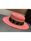 Chanel Straw Wide Brim Hat Pink C72 2021