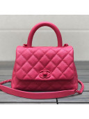 Chanel Quilted Grained Calfskin Mini Flap Bag with Top Handle AS2215 All Pink 2021