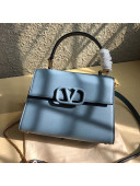 Valentino Small VSLING Grainy Calfskin Top Handle Bag 0530S Blue 2019