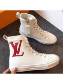 Louis Vuitton Stellar Oversized LV High-Top Sneaker Boot 1A5MQR White 2019