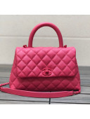 Chanel Quilted Grained Calfskin Small Flap Bag with Top Handle A92990 All Pink 2021