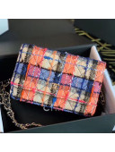 Chanel Tweed Wallet on Chain WOC A33814 Orange/Blue/Pink 2020