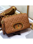 Dior Small Caro Chain Bag in Soft Cannage Calfskin Brown 2021