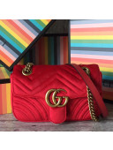 Gucci GG Marmont Velvet Mini Shoulder Bag 446744 Red 2017