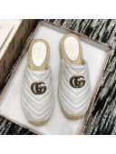 Gucci Leather Espadrille Mules Slippers with Double G 551881 White 2019