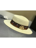 Gucci Straw Wide Brim Hat Cream White G24 2021