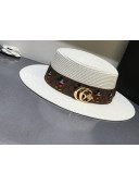 Gucci Straw Wide Brim Hat White G23 2021