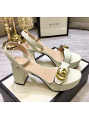 Gucci Leather Platform Sandal with Double G 573022 White 2020