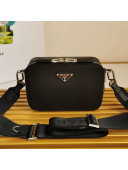 Prada Brique Saffiano Leather Cross-Body Bag 2VH0702 Black/Silver 2020